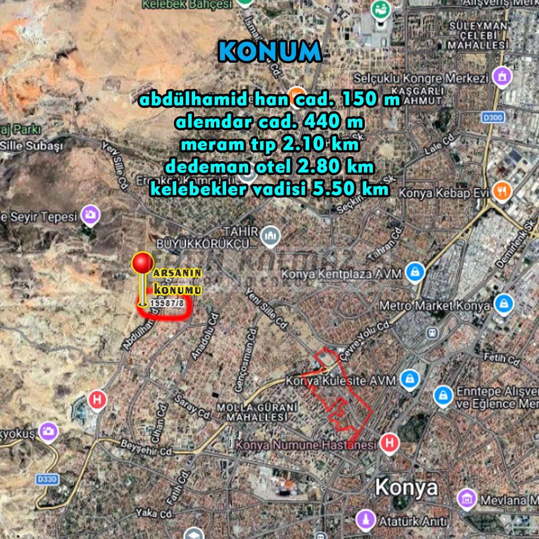 Selçuklu Hocacihan'da Satılık Arsa - Müstakil - 849 M2 | 3 Kat İmarlı | Yatırıma Uygun