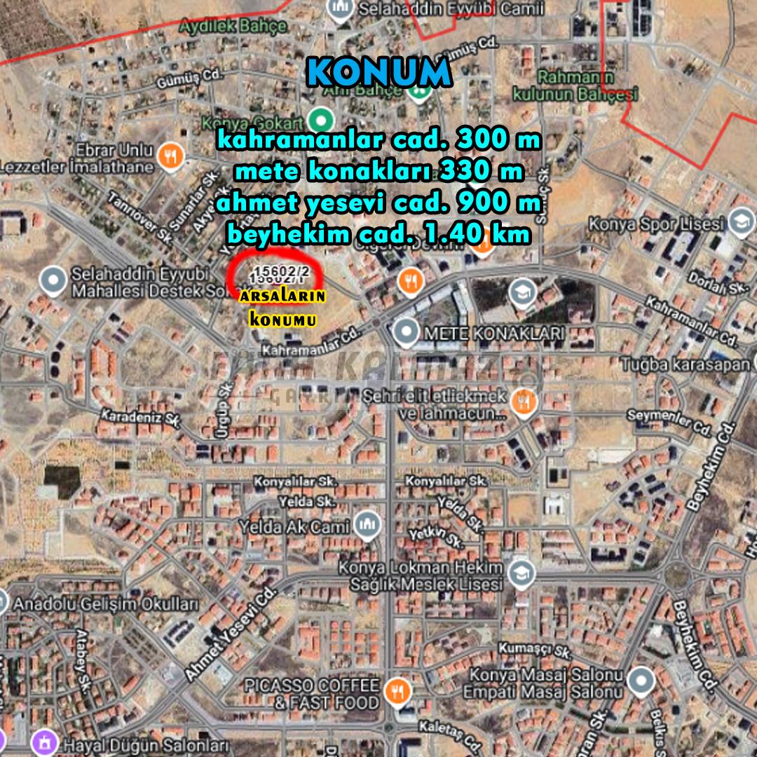 Selçuklu S. Eyyubi'de Satılık Arsa - Müstakil - 2.162 M2 - Mete Konakları Yanı