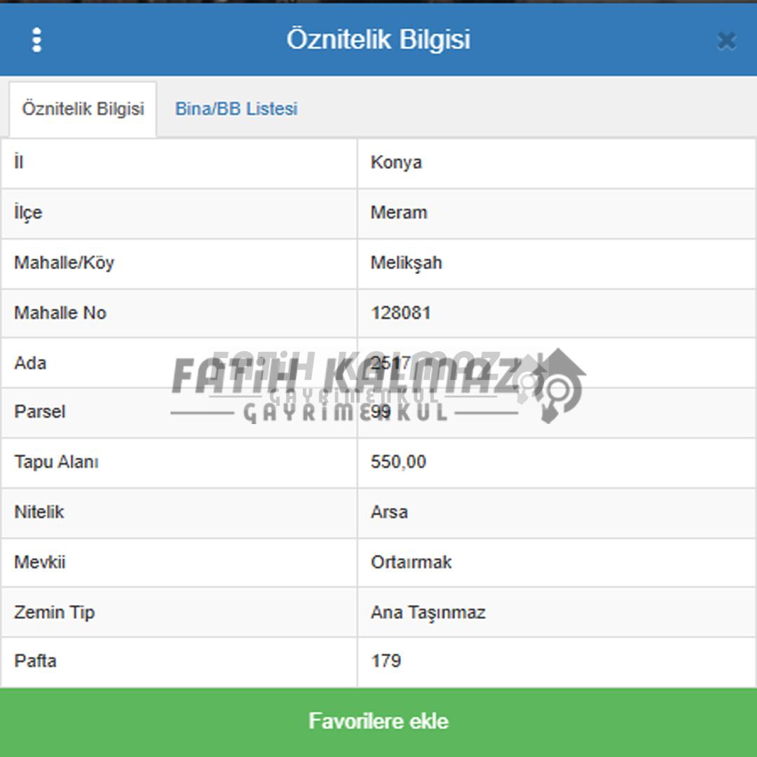 Meram Yaka'da Satılık Arsa - Müstakil - 550 M2 | 2 Kat İmarlı | Yatırıma Uygun
