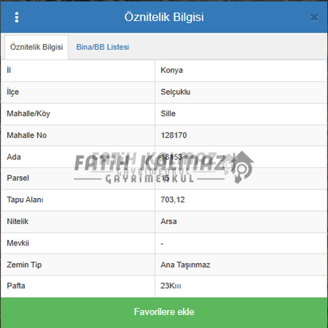 Selçuklu Buhara'da Satılık Arsa - Müstakil - 703 M2 | 2 Kat İmarlı | Villa Arsası