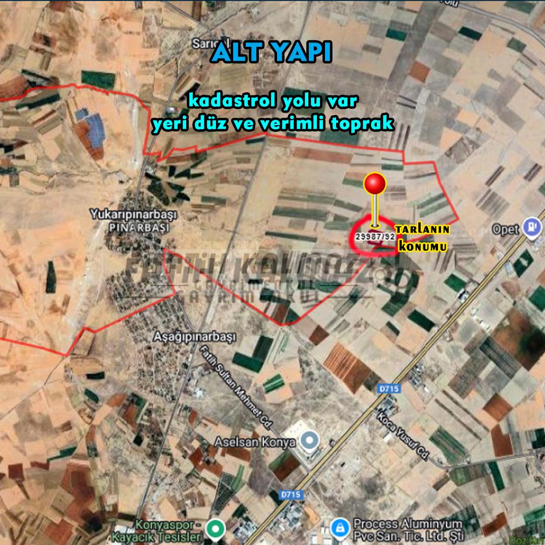 Selçuklu Yukarıpınarbaşı'nda Satılık Tarla - Hisseli - 598 M2