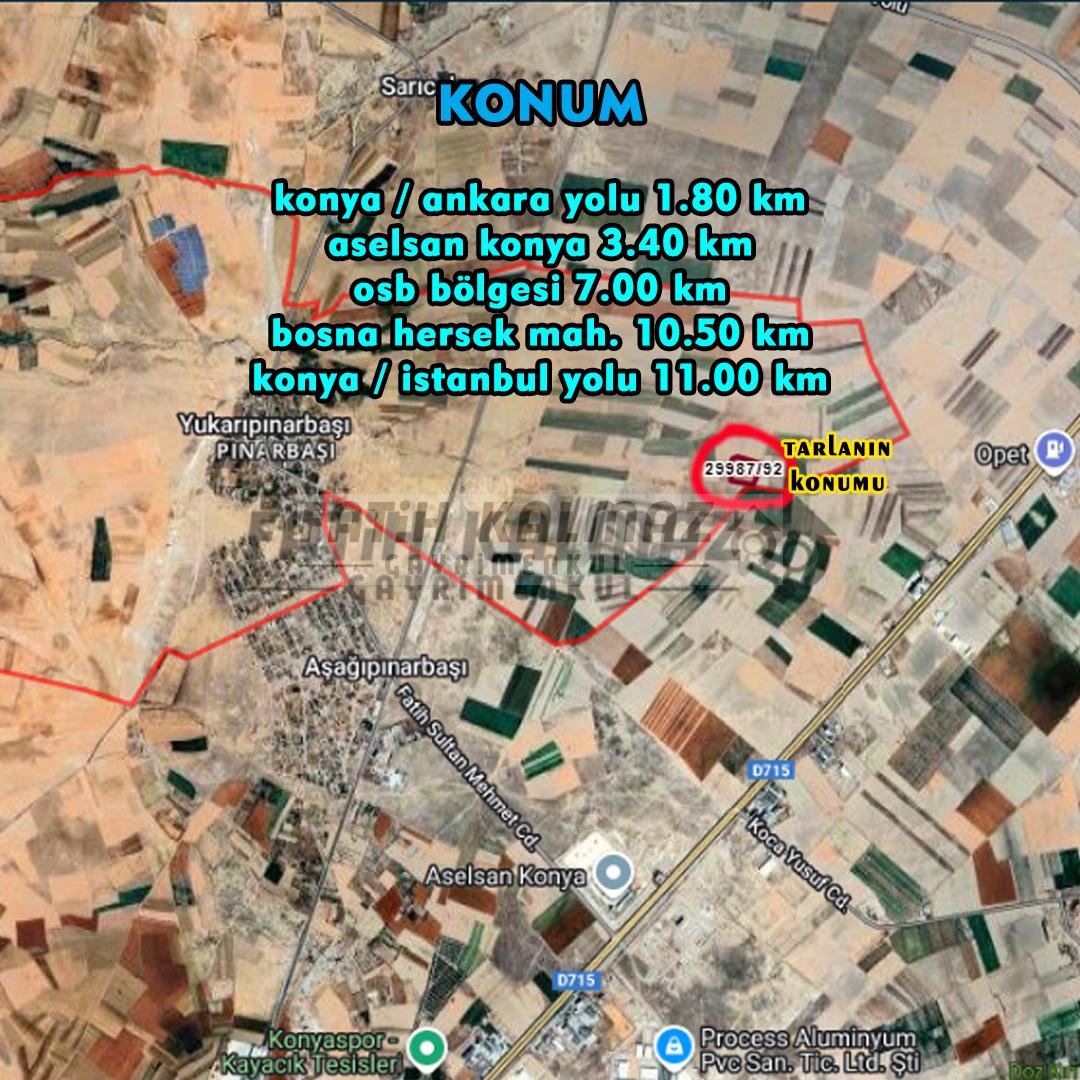Selçuklu Yukarıpınarbaşı'nda Satılık Tarla - Hisseli - 598 M2
