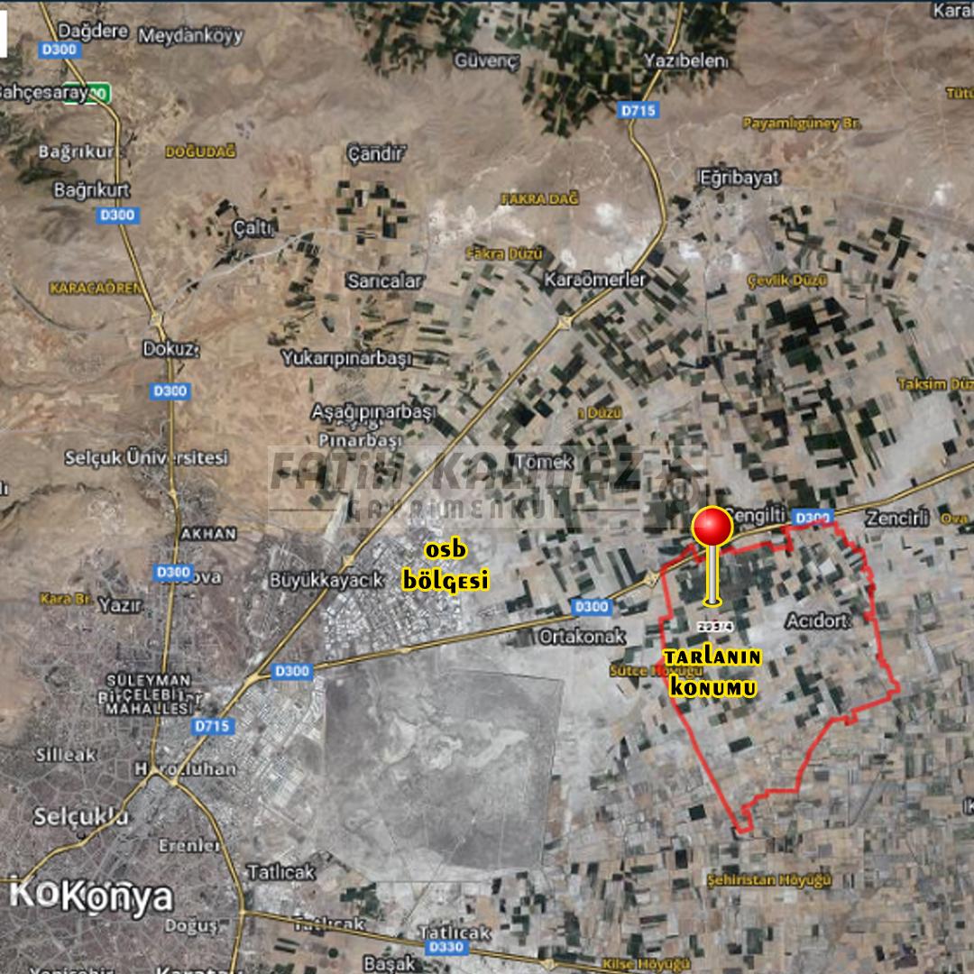 Karatay Acıdort'da Satılık Tarla - Müstakil Tapu - 9.437 M2