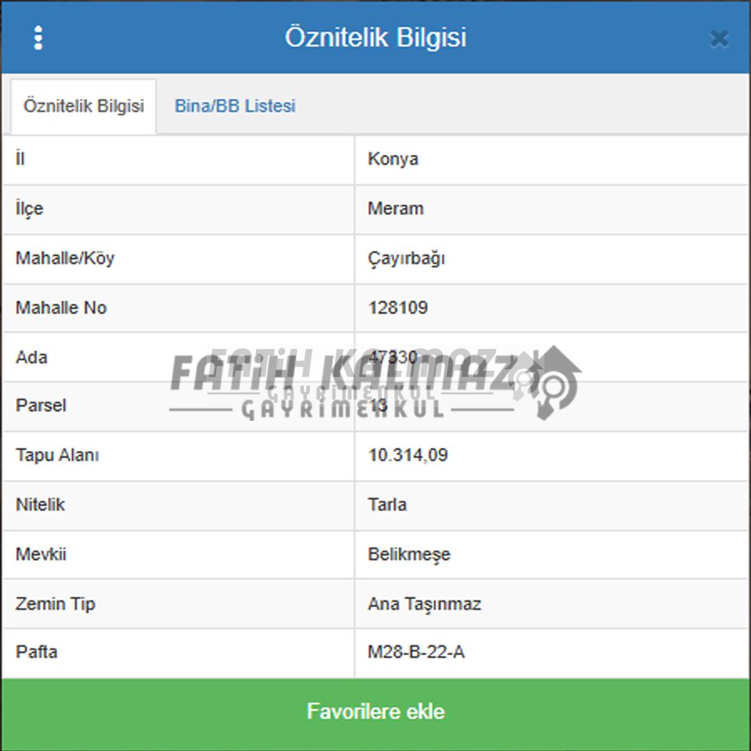 Meram Çayırbağı'nda Satılık Tarla - Müstakil Tapu - 10.341 M2