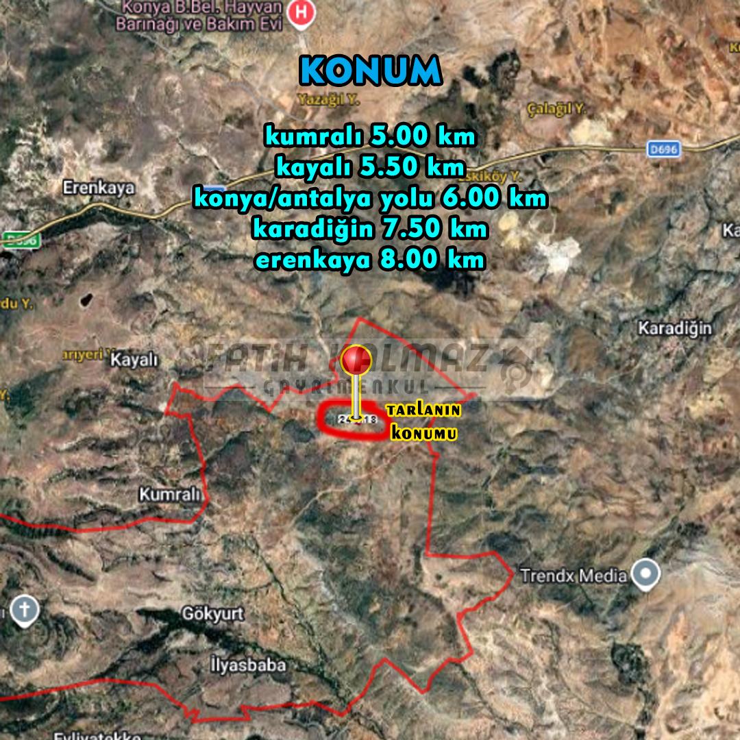Meram Kilistra'da Satılık Tarla - Müstakil Tapu - 10.391 M2